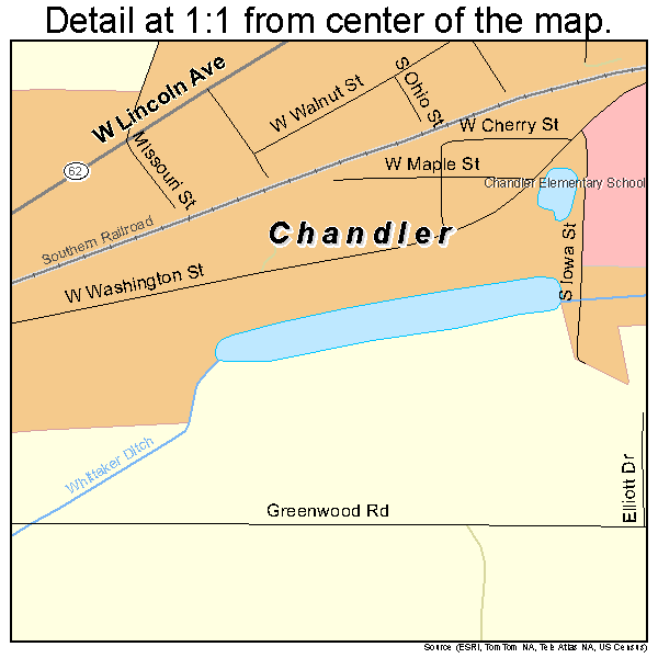 Chandler, Indiana road map detail