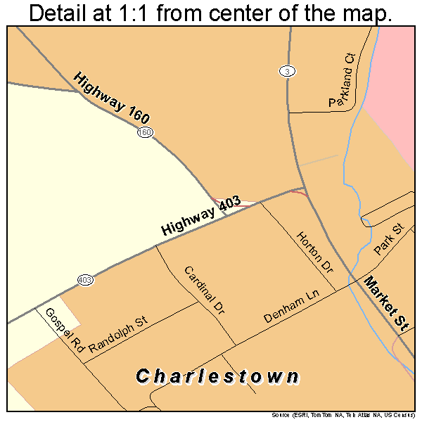 Charlestown, Indiana road map detail