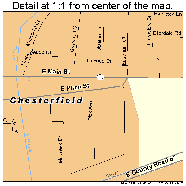 Chesterfield, Indiana road map detail