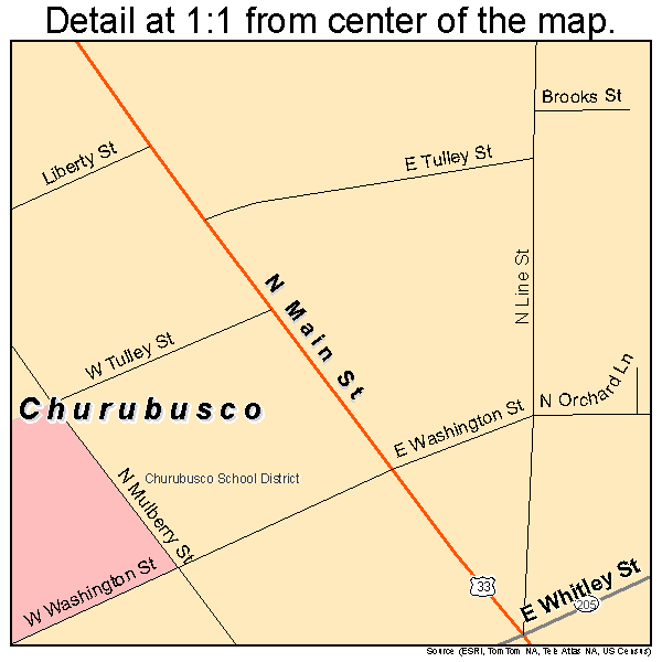 Churubusco, Indiana road map detail