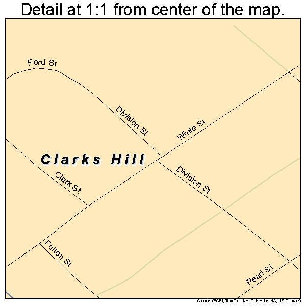 Clarks Hill, Indiana road map detail