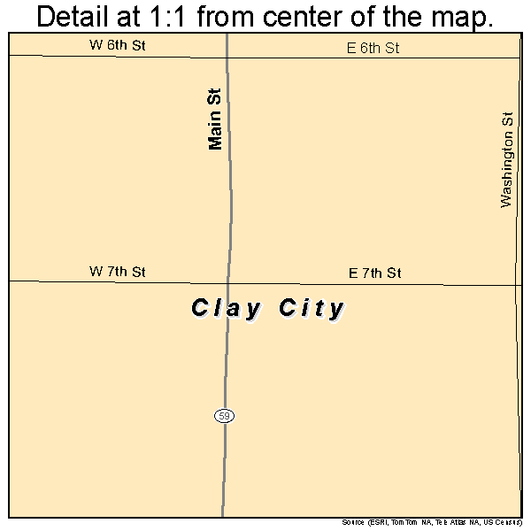 Clay City, Indiana road map detail