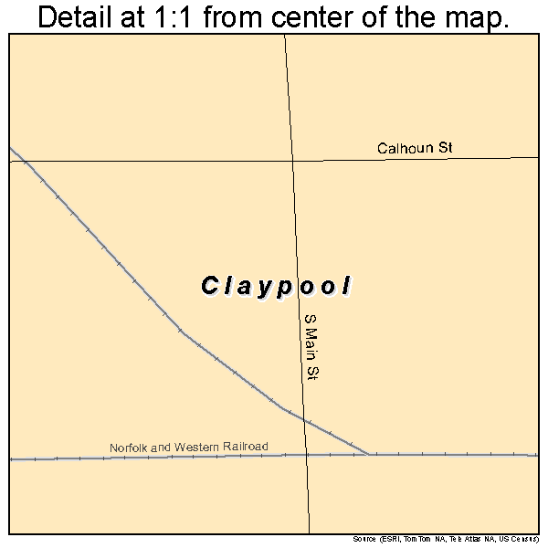 Claypool, Indiana road map detail