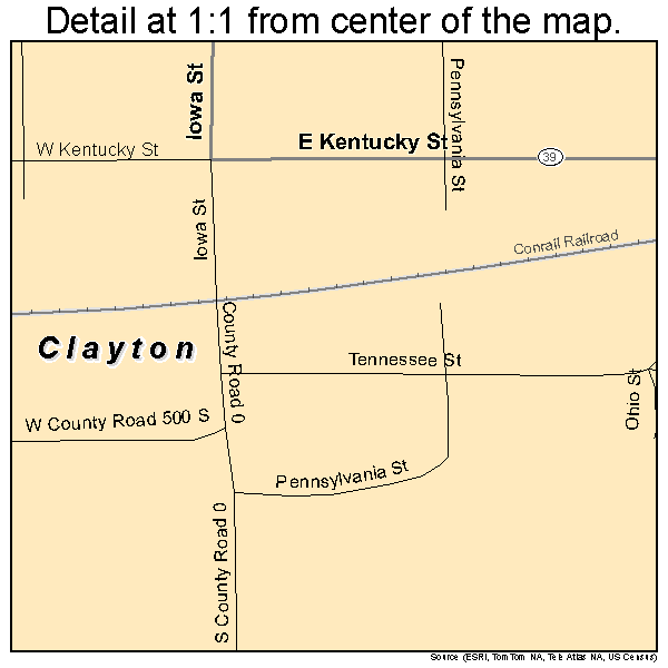 Clayton, Indiana road map detail