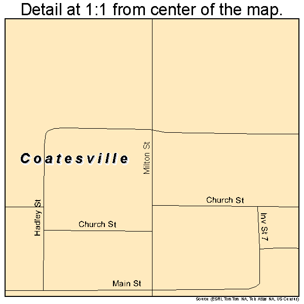 Coatesville, Indiana road map detail