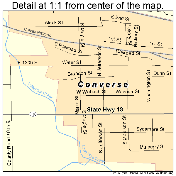 Converse, Indiana road map detail