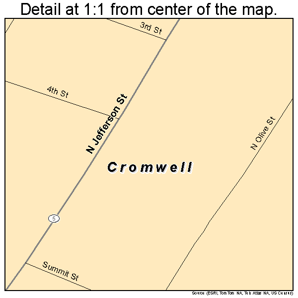 Cromwell, Indiana road map detail