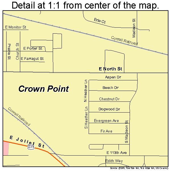 Crown Point, Indiana road map detail