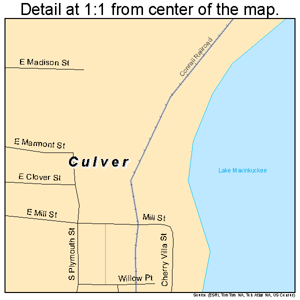 Culver, Indiana road map detail