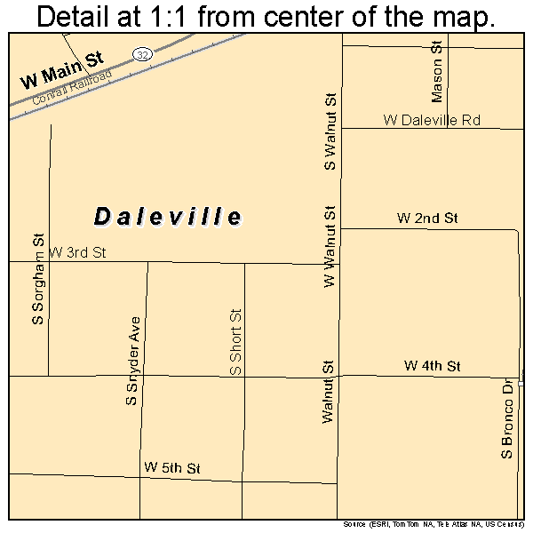 Daleville, Indiana road map detail