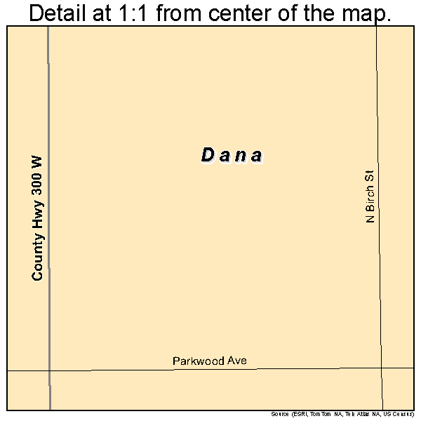 Dana, Indiana road map detail