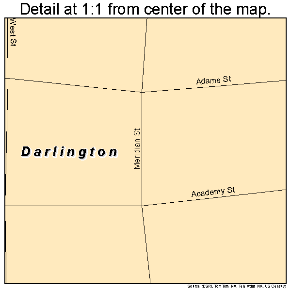 Darlington, Indiana road map detail