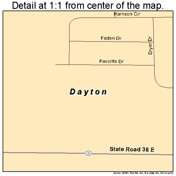 Dayton, Indiana road map detail