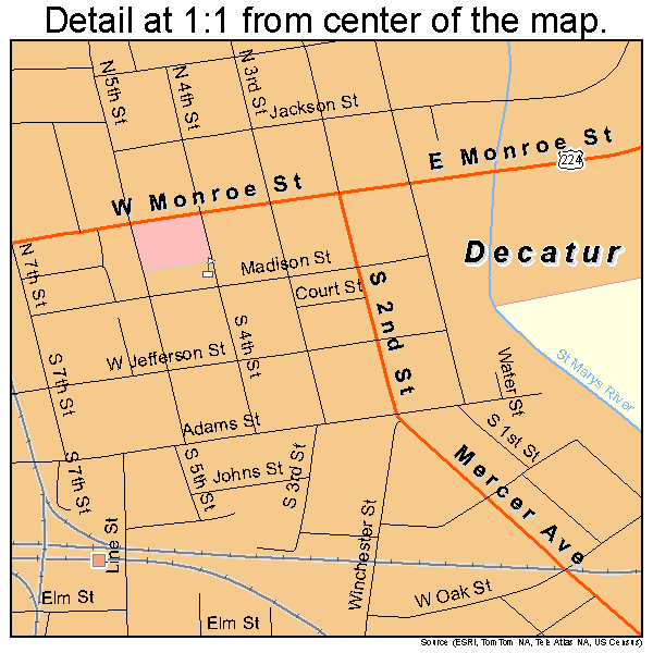 Decatur, Indiana road map detail
