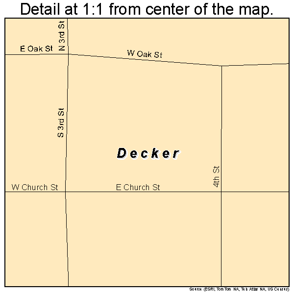 Decker, Indiana road map detail