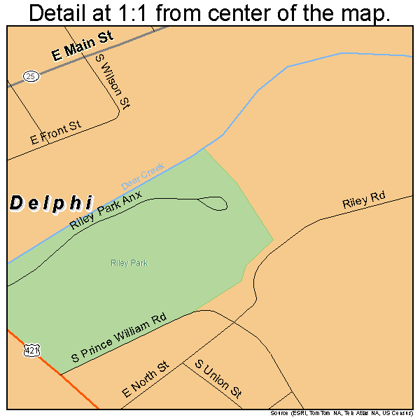 Delphi, Indiana road map detail