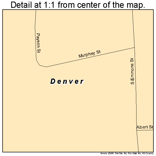Denver, Indiana road map detail