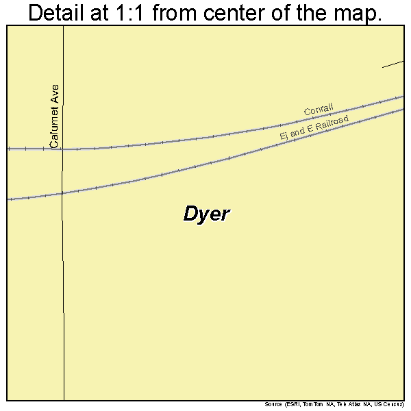 Dyer, Indiana road map detail