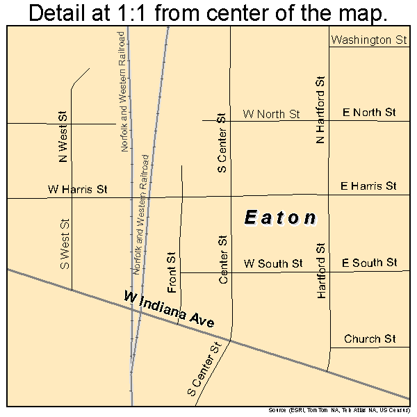 Eaton, Indiana road map detail