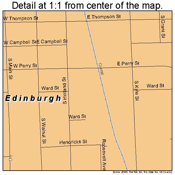 Edinburgh, Indiana road map detail