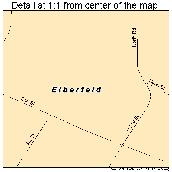 Elberfeld, Indiana road map detail