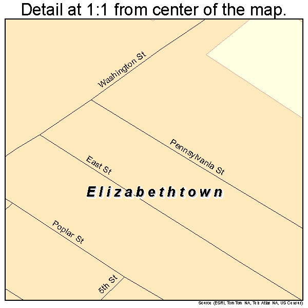 Elizabethtown, Indiana road map detail