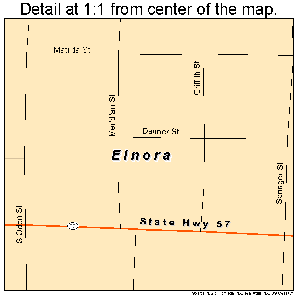 Elnora, Indiana road map detail
