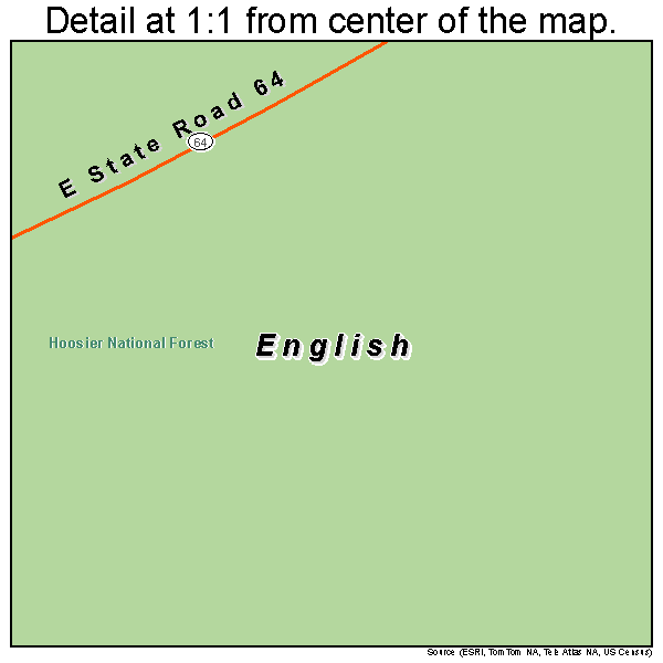 English, Indiana road map detail