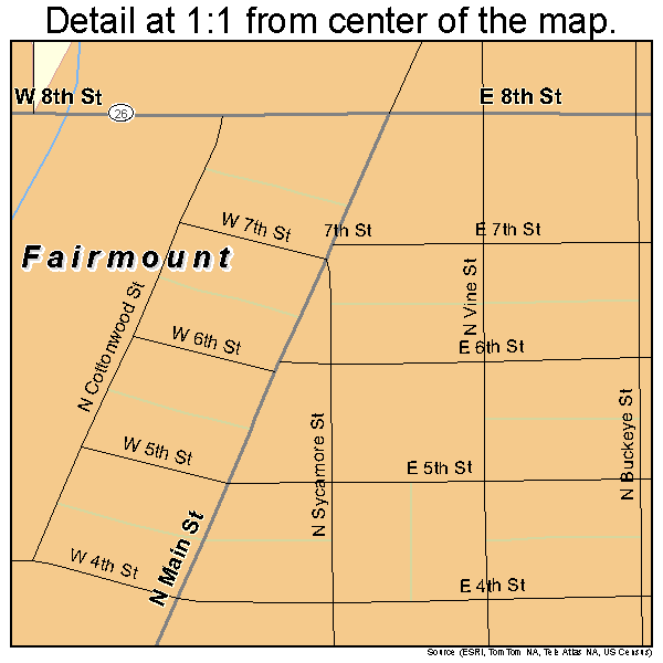 Fairmount, Indiana road map detail