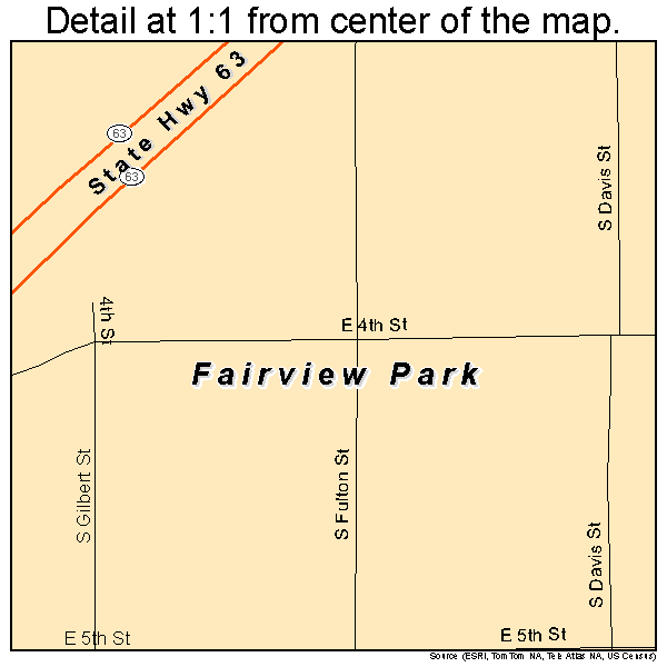 Fairview Park, Indiana road map detail