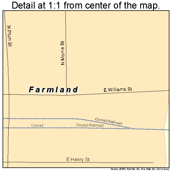 Farmland, Indiana road map detail