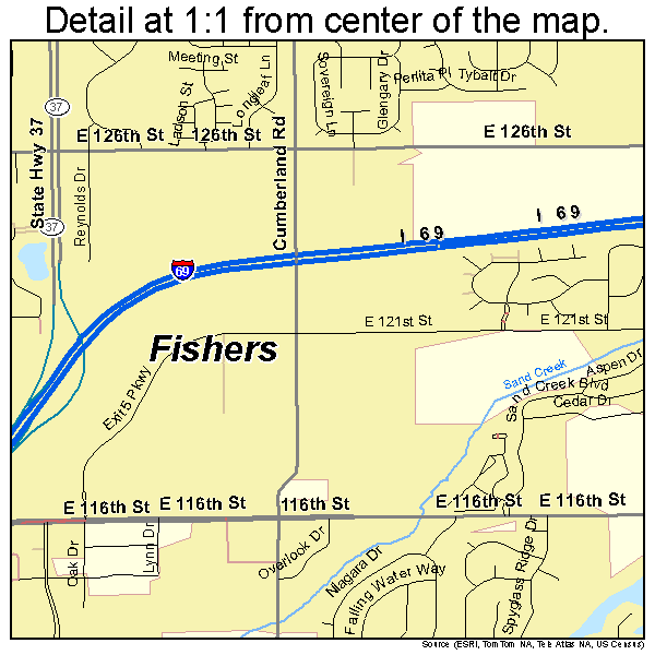 Fishers, Indiana road map detail
