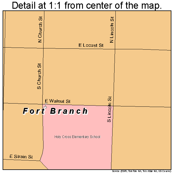Fort Branch, Indiana road map detail