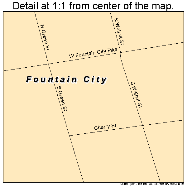 Fountain City, Indiana road map detail