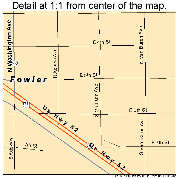 Fowler, Indiana road map detail