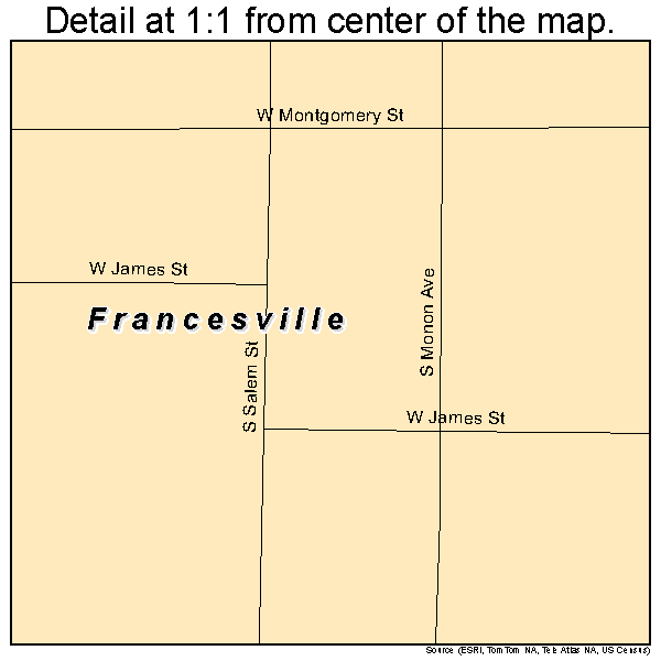 Francesville, Indiana road map detail