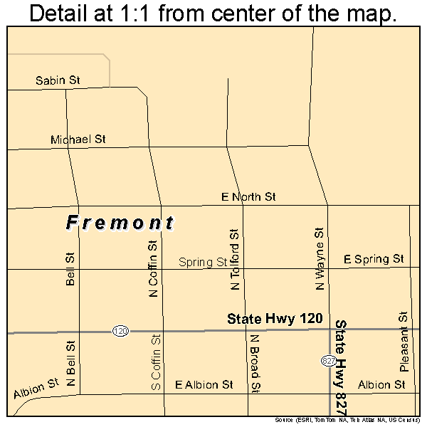 Fremont, Indiana road map detail