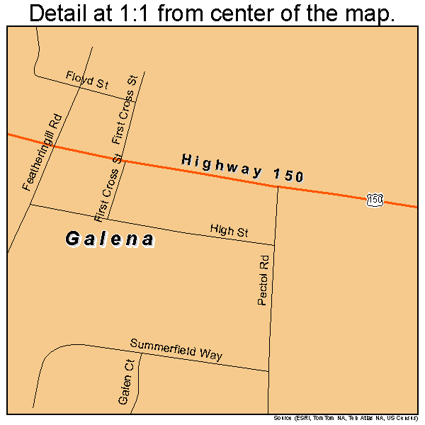 Galena, Indiana road map detail