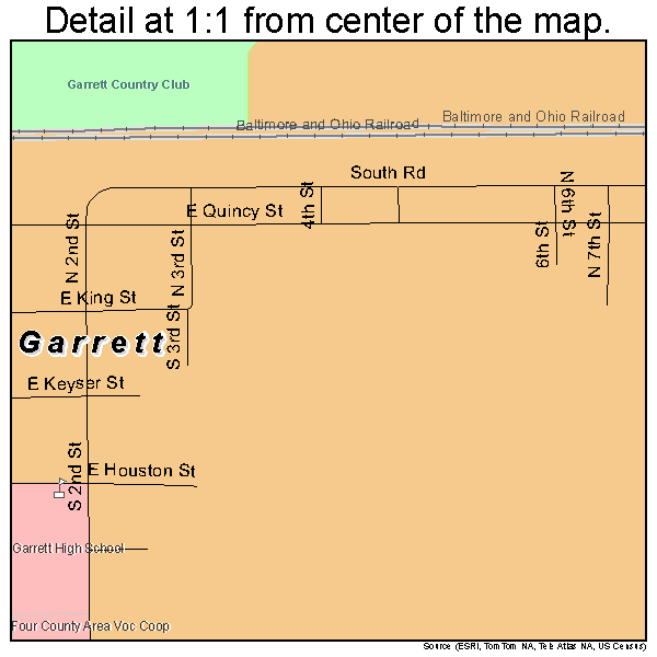 Garrett, Indiana road map detail