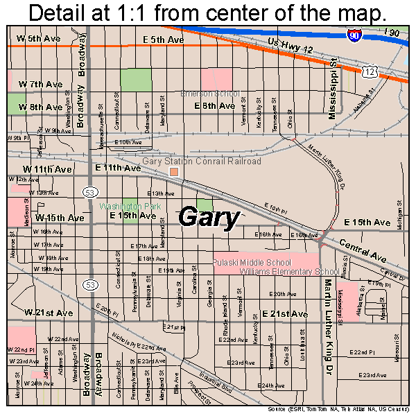 Gary, Indiana road map detail
