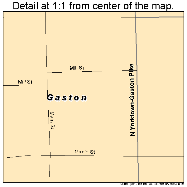 Gaston, Indiana road map detail