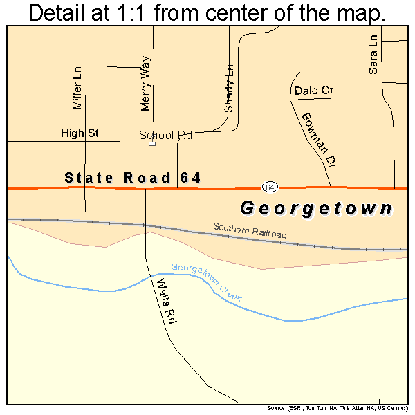 Georgetown, Indiana road map detail