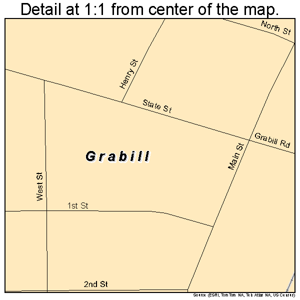 Grabill, Indiana road map detail