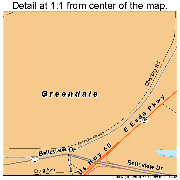 Greendale, Indiana road map detail