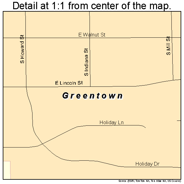 Greentown, Indiana road map detail