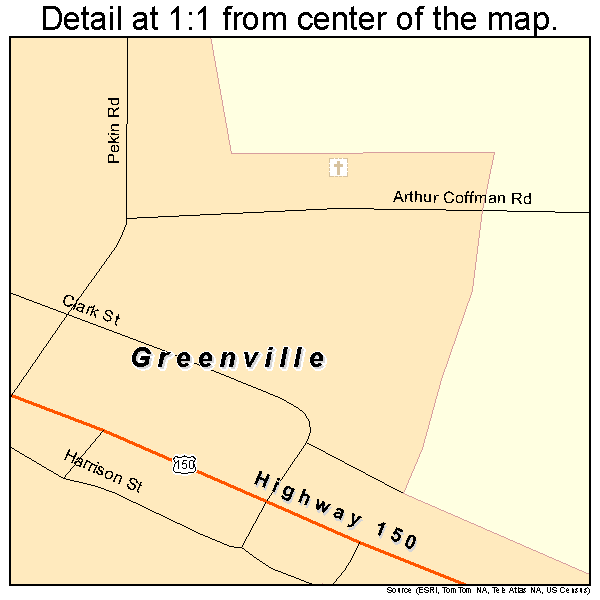 Greenville, Indiana road map detail
