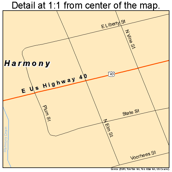 Harmony, Indiana road map detail