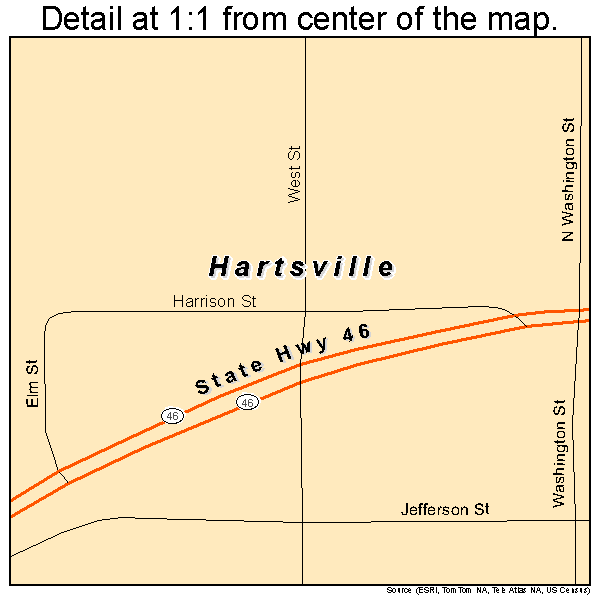 Hartsville, Indiana road map detail