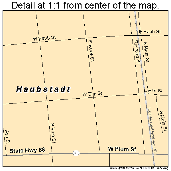 Haubstadt, Indiana road map detail