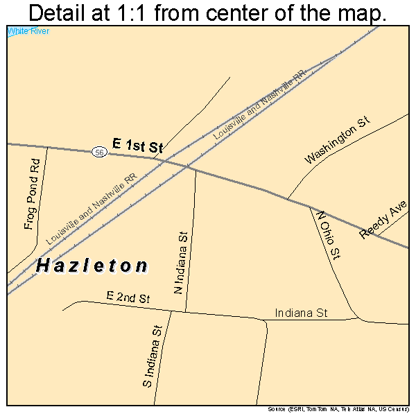Hazleton, Indiana road map detail